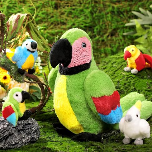 Meooeck 5 Pcs Macaw Parrot Plush Set 13 Inch Mommy Parrot Stuffed Animal with 4 Cute Plush Baby in Her Belly Soft Cuddly Bird for Toddlers Valentines Birthday Hawaii Party(Red Series) in Kuwait