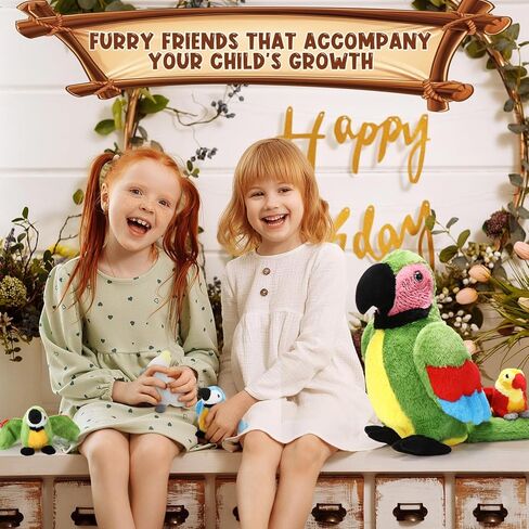 Meooeck 5 Pcs Macaw Parrot Plush Set 13 Inch Mommy Parrot Stuffed Animal with 4 Cute Plush Baby in Her Belly Soft Cuddly Bird for Toddlers Valentines Birthday Hawaii Party(Red Series) in Kuwait