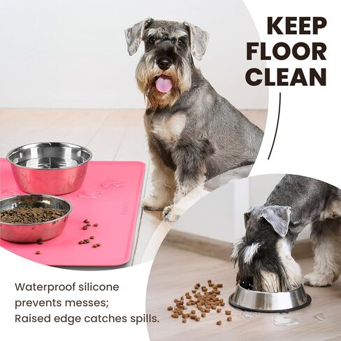 VIVAGLORY Flexmat Dog Food Mat Pet Feeding Mat for Food and Water & Indoor Cats, Waterproof Silicone Grippy with Raised Edges Lip, L, Chocolate in Kuwait