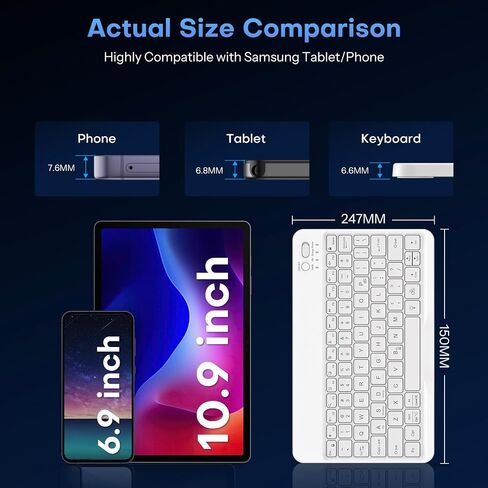 OMOTON Bluetooth Keyboard for Samsung Tablet, with 7 Colors Backlight Rechargeable Wireless Keyboard for Galaxy Tab A9+/A9+ Plus/S9/S9 Plus/S9 FE etc, Compatible with Android/Windows/iOS in Kuwait