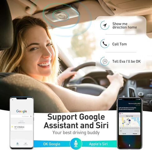 مكبر صوت Agptek مع Bluetooth 5.0 ، مجموعة هاتفيات سيارة مجانية للمكالمات ، GPS & Music مع فتحة بطاقة TF ، Motion Auto On ، Siri Google Assistant Support Wireless Car Cliperphone in Kuwait