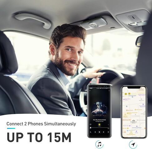 مكبر صوت Agptek مع Bluetooth 5.0 ، مجموعة هاتفيات سيارة مجانية للمكالمات ، GPS & Music مع فتحة بطاقة TF ، Motion Auto On ، Siri Google Assistant Support Wireless Car Cliperphone in Kuwait