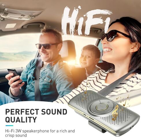مكبر صوت Agptek مع Bluetooth 5.0 ، مجموعة هاتفيات سيارة مجانية للمكالمات ، GPS & Music مع فتحة بطاقة TF ، Motion Auto On ، Siri Google Assistant Support Wireless Car Cliperphone in Kuwait