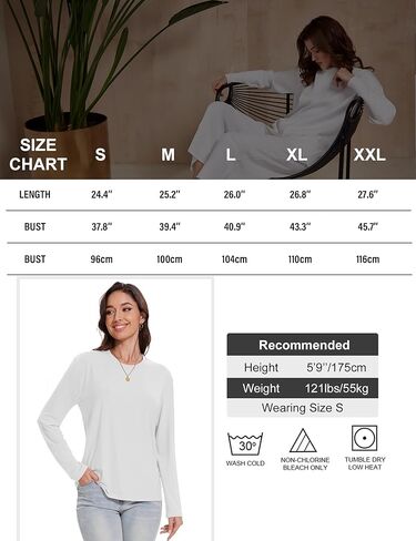 1/4 Pack Womens Long Sleeve Shirts Tops Loose Fit Basic Crew Neck Tee T Shirts Ultra Soft Blouses Tops in Kuwait