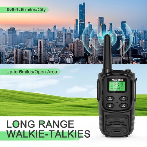 Walkie Talkies Long Range for Adult, MT10 Rechargeable Walkie Talkies FRS Two Way Radio, NOAA, 1200mAh Li-ion Battery USB-C Cable, LED Flashlight, VOX Walkie Talkie for Hiking Camping 2Pack in Kuwait