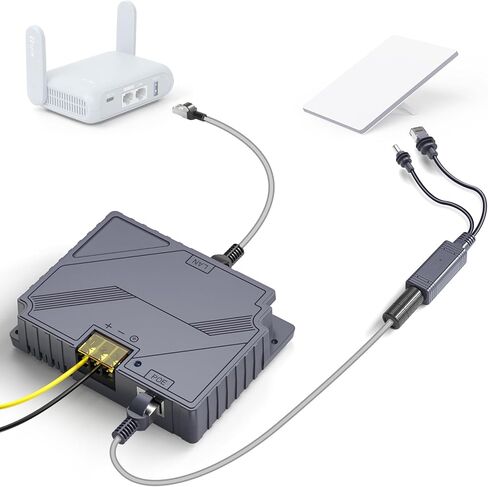 XLTTYWL Starlink Mini 12V Adapter Kit, 150W 3 in 1 GigE Passive & ESD Protection Mini Starlink 12v with USB & Type-C Power Output and DC Step UP Converter DC 9-36V/200W for Starlink Mini Dishy in Kuwait