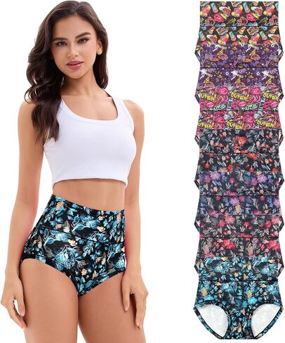 Womens Underwear Cotton High Waist Panties for Women Pack Tummy Control Floral Print Ladies Briefs Multipack in Saudi Arabia