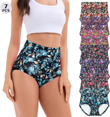 Womens Underwear Cotton High Waist Panties for Women Pack Tummy Control Floral Print Ladies Briefs Multipack in Saudi Arabia