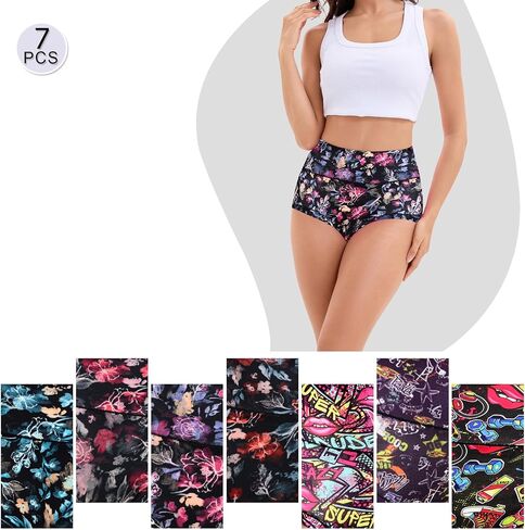 Womens Underwear Cotton High Waist Panties for Women Pack Tummy Control Floral Print Ladies Briefs Multipack in Saudi Arabia