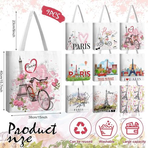 9 Pcs Coquette Party Pink Bow Tote Canvas Bags Souvenir Gift Grocery Shopping Tote Bag for Travel Gifts in Kuwait