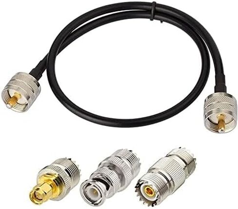 SUPERBAT PL259 كابل UHF RF كابل محوري محوري 6.56 قدم + طقم محول 3 قطع، كابل UHF + طقم محول SMA/BNC/PL259/SO239 لـ CB، والهواة، ومقياس SWR، وتطبيقات الراديو ثنائية الاتجاه in Saudi Arabia