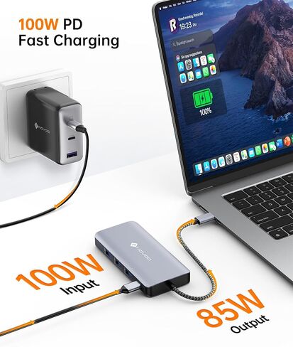 NOVOO 15-in-1 Laptop Docking Station for Triple Display with Dual 4K@60Hz HDMI+8K@30Hz DP+6 USB Ports (Incl. 10Gbps USB-A/C)+USB Host+100W PD+1000M LAN+SD/TF, Compatible with MacBook/Dell/HP/Lenovo in Kuwait