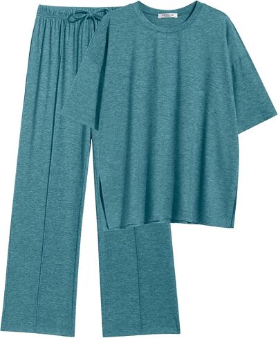 Ekouaer Lounge Sets for Women Short Sleeve Pullover Tops and Long Pants Soft Pajamas Set 2 Piece Outfits S-XXL in Saudi Arabia