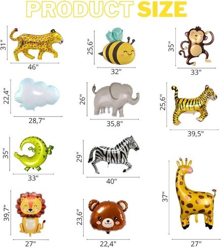 4PCS Tiger Shaped Foil Balloons – Animal Tiger Foil Mylar Animal Balloons Jungle Theme Party Birthday Party Safari Zoo Jungle Theme for Birthday in Kuwait