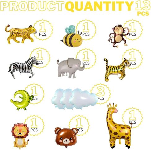 4PCS Tiger Shaped Foil Balloons – Animal Tiger Foil Mylar Animal Balloons Jungle Theme Party Birthday Party Safari Zoo Jungle Theme for Birthday in Kuwait