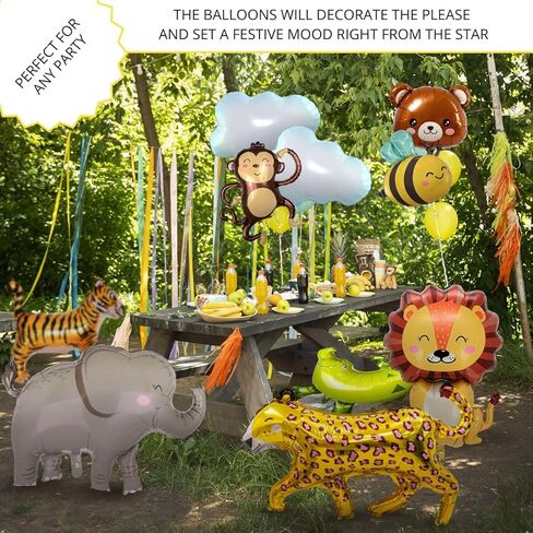 4PCS Tiger Shaped Foil Balloons – Animal Tiger Foil Mylar Animal Balloons Jungle Theme Party Birthday Party Safari Zoo Jungle Theme for Birthday in Kuwait