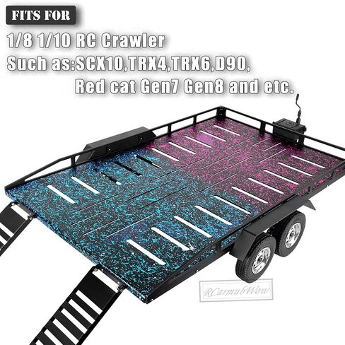 RC Alloy Aluminium Trailer W/Hook Adjuper & Kinetic Winch Strappes Part for 1/8 1/10 RC Crawler Axi1 SCX10 ، TRX4 ، TRX6 ، Redcat Gen7 Gen8 ، D90 ، Heavy Duty Trailer Kit ، Black & Brown in Saudi Arabia
