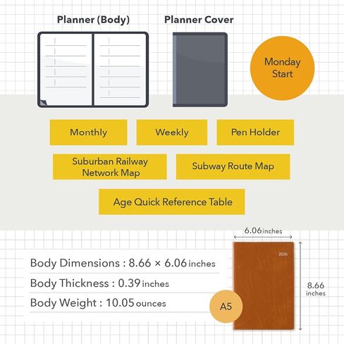 NOLTY Business Basic Diary A5 Weekly Planner 2025, April Start, Japanese Edition, Blue in Kuwait