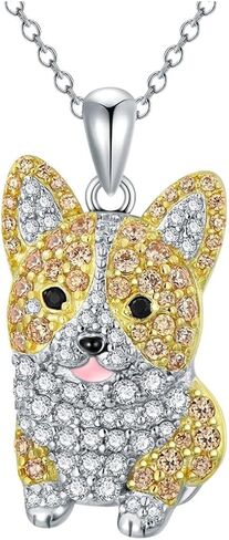 Crystal Corgi Heart Necklace for Women Cute Cartoon Dog Pendant Necklace Pets Lover Necklace in Saudi Arabia