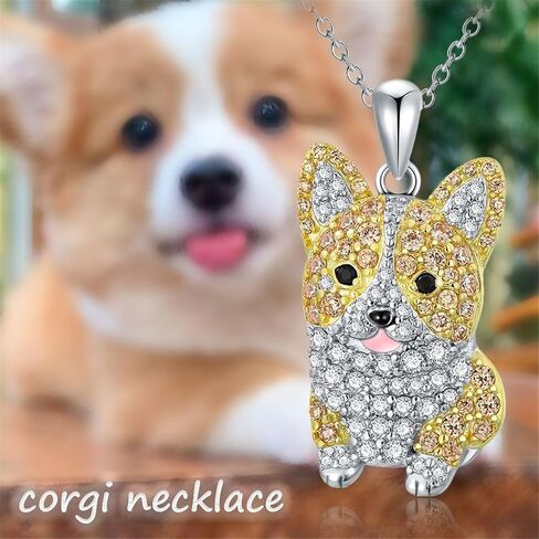 Crystal Corgi Heart Necklace for Women Cute Cartoon Dog Pendant Necklace Pets Lover Necklace in Saudi Arabia