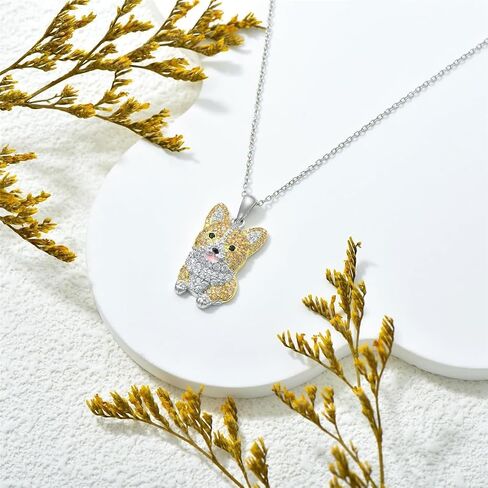 Crystal Corgi Heart Necklace for Women Cute Cartoon Dog Pendant Necklace Pets Lover Necklace in Saudi Arabia