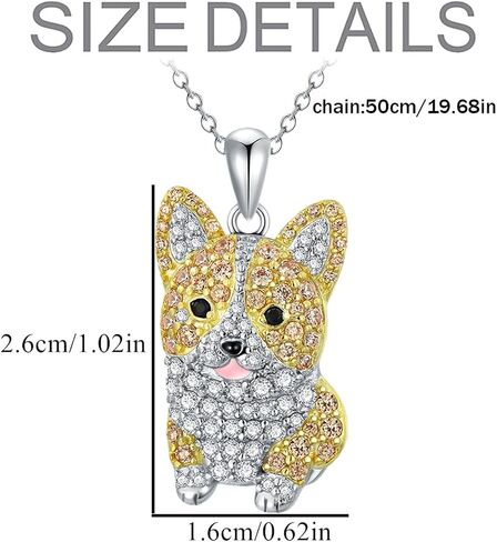 Crystal Corgi Heart Necklace for Women Cute Cartoon Dog Pendant Necklace Pets Lover Necklace in Saudi Arabia