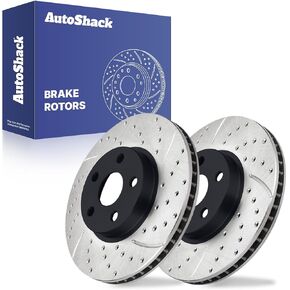 AutoShack Front Drilled Slotted Brake Rotors Silver Pair of 2 Driver and Passenger Side Replacement for Toyota Celica 2003-2008 Corolla Matrix 2005-2010 Scion tC 2003-2008 Pontiac Vibe PR41272DSZPR in Kuwait