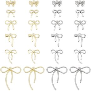 100Pcs 2 Colors Bowknot Charm Gold Silver Bow Pendants Metal Bow Pendant Charm with Loop Bow Earring Charms for DIY Earring Necklace Jewelry Making Hole:1.2mm in Kuwait