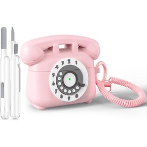 Airspo متوافق مع AirPods 4 Case 2024 مع مجموعة نظافة ، تصميم الهاتف الرجعية لغطاء حالة الجيل الرابع من Airpod ، حالة وقائية مقاومة للسيليكون الناعمة للقرون الهوائية 4 الحالات اللطيفة (الوردي) in Kuwait