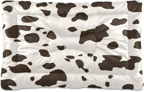Cow Leopard Dog Bed Mat Dog Crate Pad Pet Mats Cat Beds with Non-Slip Bottom Washable Soft Fluffy Kennel Beds Floor Dog Mat for Small, Medium, Large Dogs in Saudi Arabia