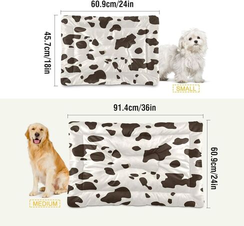 Cow Leopard Dog Bed Mat Dog Crate Pad Pet Mats Cat Beds with Non-Slip Bottom Washable Soft Fluffy Kennel Beds Floor Dog Mat for Small, Medium, Large Dogs in Saudi Arabia