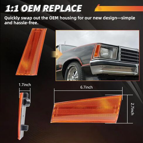 علامة الجانب الأمامي ضوء متوافق مع 1978-1979 GMC Caballero ، 1978-1979 Chevro-let Malibu/El Camino ، [DOT] in Kuwait