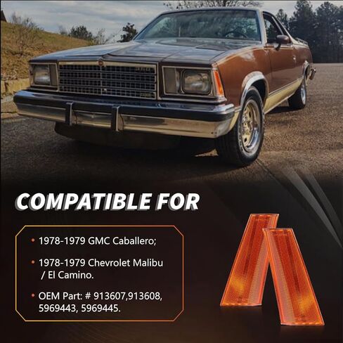 علامة الجانب الأمامي ضوء متوافق مع 1978-1979 GMC Caballero ، 1978-1979 Chevro-let Malibu/El Camino ، [DOT] in Kuwait
