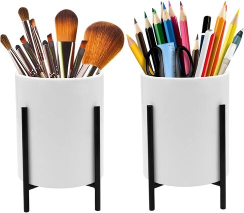Pencil Holder for Desk, Ceramic Pen Holders with Black Metal Bracket for Office &Family, Desktop Stationery Organizer Cute Table Makeup Brush Holder for Women. in Saudi Arabia