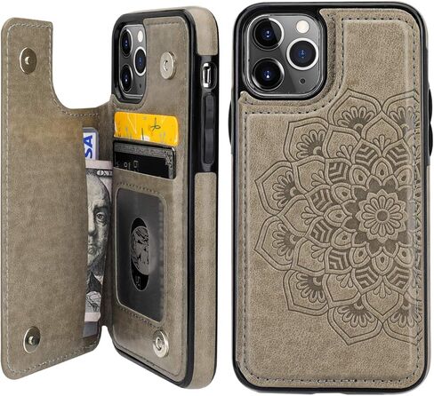 Vaburs iPhone 11 Pro Case Wallet with Card Holder, Embossed Mandala Pattern Flower Premium PU Leather Double Magnetic Buttons Flip Shockproof Protective Cover for iPhone 11 Pro 5.8 Inch(Purple) in Saudi Arabia