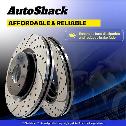 AutoShack Front Drilled Slotted Brake Rotors Silver Pair of 2 Driver and Passenger Side Replacement for Toyota Celica 2003-2008 Corolla Matrix 2005-2010 Scion tC 2003-2008 Pontiac Vibe PR41272DSZPR in Kuwait