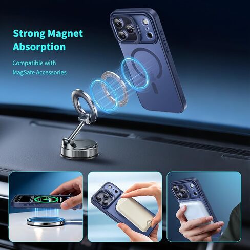 حافظة شفافة مغناطيسية لهاتف iPhone 16 Pro Max مع حامل، متوافقة مع MagSafe، حماية من الدرجة العسكرية، مقاومة للاصفرار، حافظة هاتف نحيفة مقاومة للصدمات لهاتف iPhone 16 ProMax، شفافة in Kuwait
