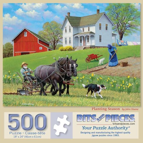 Bits and Pieces - 300 Piece Jigsaw Puzzle for Adults - 18" x 24" - Planting Season - 300 pc Large Piece Countryside Farm Jigsaw by John Sloane in Saudi Arabia
