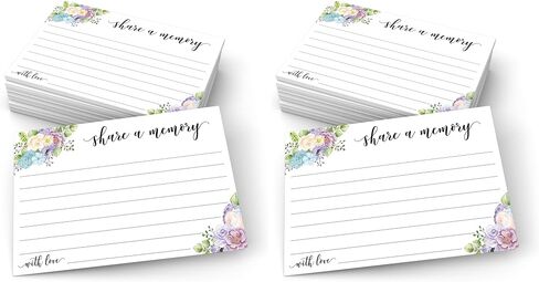 321Done Share a Memory Card (50 Cards) 4" x 6" - for Celebration of Life Birthday Anniversary Memorial Funeral Graduation Bridal Shower Game - Made in USA - White Watercolor Floral Pastel in Saudi Arabia