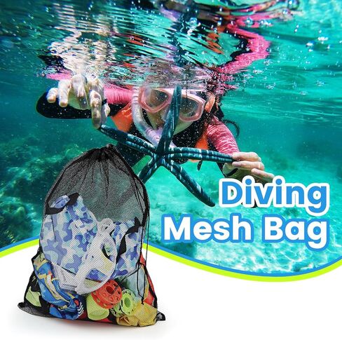 2 Pcs Mesh Dive Bag, 16.5x12.6In(42 * 32cm) Diving Mesh Bags with Shrink Lock and Dive Flag Mark, Nylon Drawstring Bag for Scuba Gear, Fit for Diving, Snorkeling, Underwater Photography in Kuwait