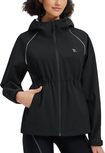 baleaf Women's Rain Jackets Waterproof Windbreaker Packable Lightweight Cycling Running Jacket Hiking Gear Reflective Hooded in Saudi Arabia