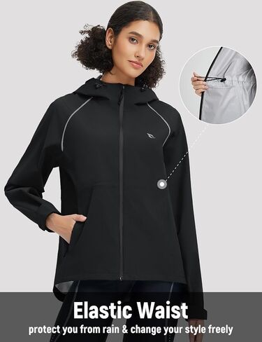 baleaf Women's Rain Jackets Waterproof Windbreaker Packable Lightweight Cycling Running Jacket Hiking Gear Reflective Hooded in Saudi Arabia