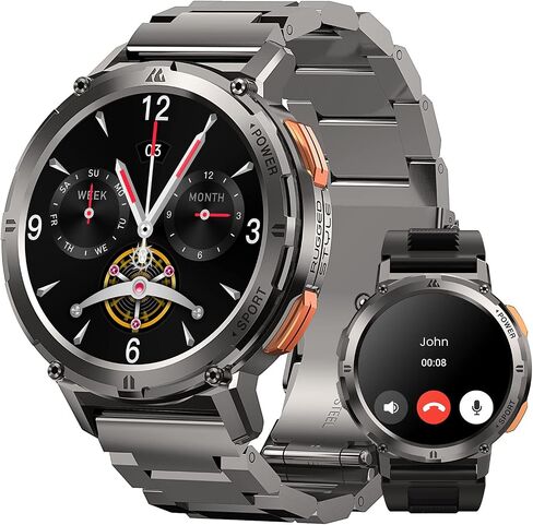 KOSPET Tank T3 Ultra 2 Smart Watch for Men GPS, Extra-Long Battery, Full Stainless Steel Body Rugged Smartwatch with Bluetooth Calling, 1.43" AMOLED Display, Pressure&Altitude&Compass in Kuwait