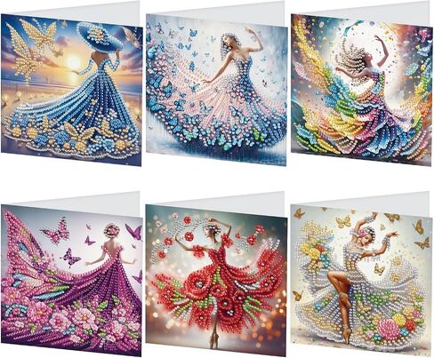 JISHSHAY 6 PCS Diamond Art Cards Diamond Art Greeting Cards Diamond Painting Greeting Cards Diamond Painting Kits Birthday Cards Diamond Art Kits Blank Cards for Holiday Birthday with Envelope Flower in Saudi Arabia