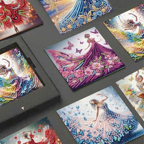 JISHSHAY 6 PCS Diamond Art Cards Diamond Art Greeting Cards Diamond Painting Greeting Cards Diamond Painting Kits Birthday Cards Diamond Art Kits Blank Cards for Holiday Birthday with Envelope Flower in Saudi Arabia