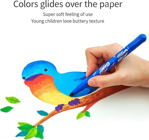 Twistable Crayons – 24 Silky Gel Colors, Non Toxic & Washable Crayons for Kids, Twist Up Design Easy to Hold for Travel, Drawing, Arts & Crafts, Gifts & School Supplies in Saudi Arabia
