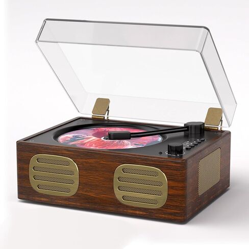 CD Player Portable, Retro CD Player with HiFi Speakers, Bluetooth Input/Output, Rechargeable Small CD Players for Home with LED Screen Display, USB Playback, AUX-in, Headphone Jack, Walnut in Kuwait