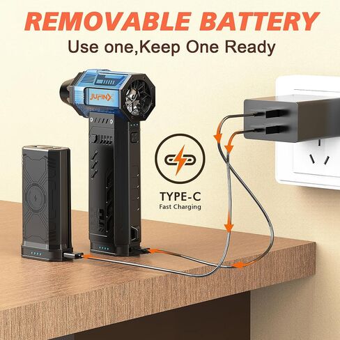 Compressed Air Duster, Electric Air Duster with 32MM Super Motor,380G Wind Pressure,6000MAH Removable Battery,Backup Air Nozzles,Compressed Air for PC,Snow,Car Cleaning,Gifts for Men in Kuwait