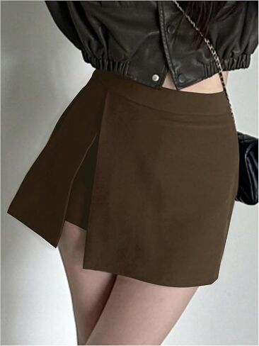 Gorglitter Women's Split Mini Mini Skirt High Weist Skort مع شورتات داخلية in Kuwait
