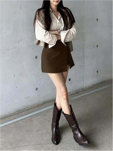 Gorglitter Women's Split Mini Mini Skirt High Weist Skort مع شورتات داخلية in Kuwait